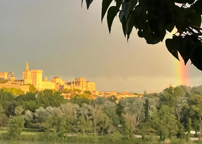 Charmante Petite Maison Avec Vue Panoramique, En Centre Historique, Proche D'Avignon, Ancienne, Renovee, Climatisee, Wi-Fi, Terrasse, Parking Public Gratuit